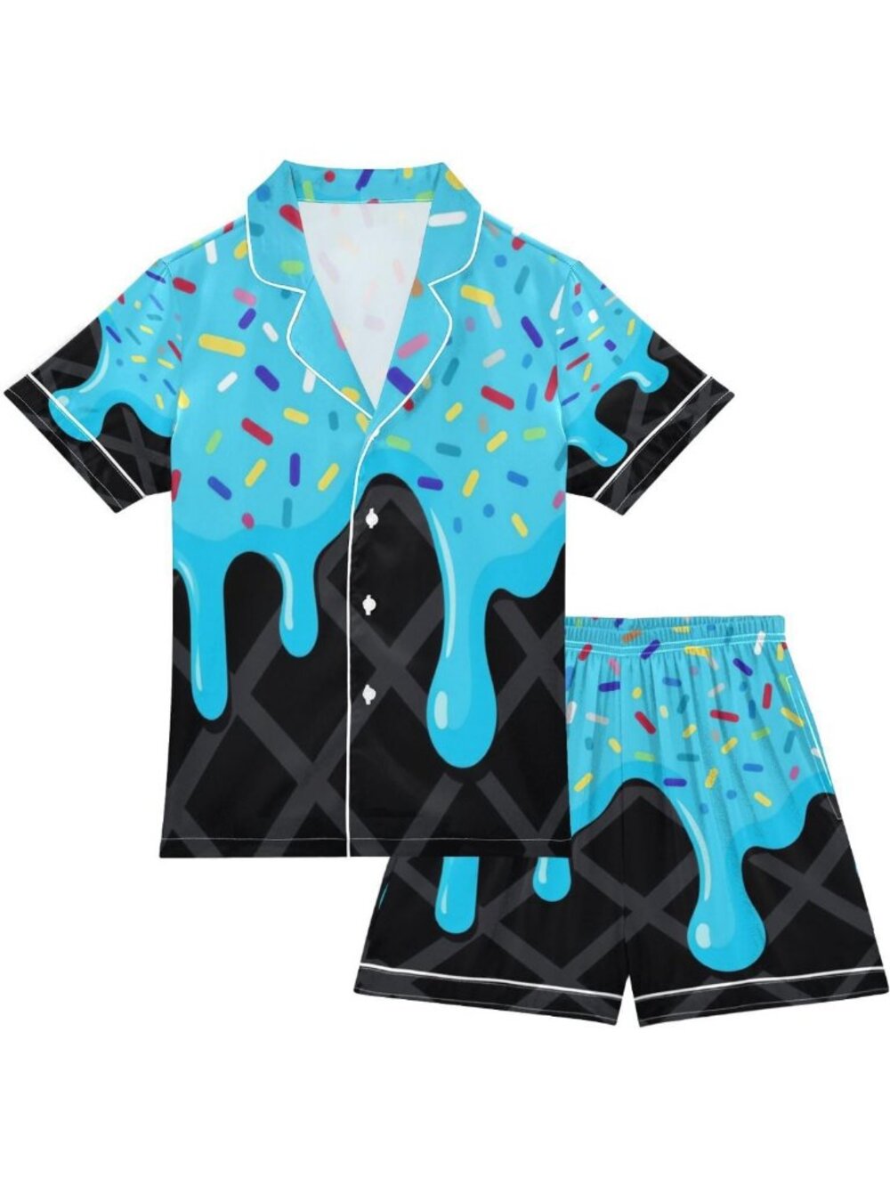 Silky Satin Pajama Set for Kids | Short Sleeve Button Down Sleepwear 2-Piece PJS